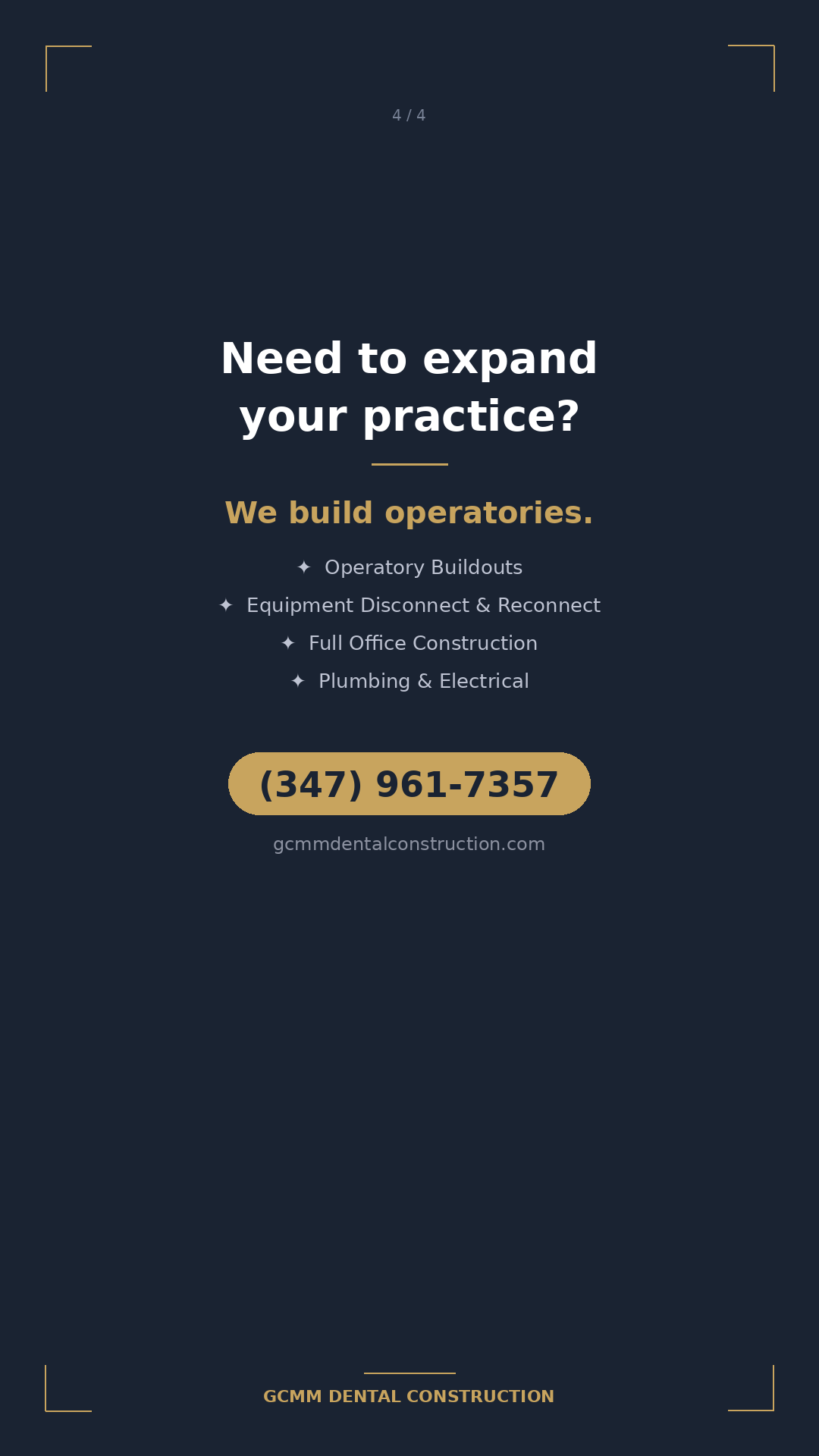 After: Wider angle showing completed operatory with plumbing stubs