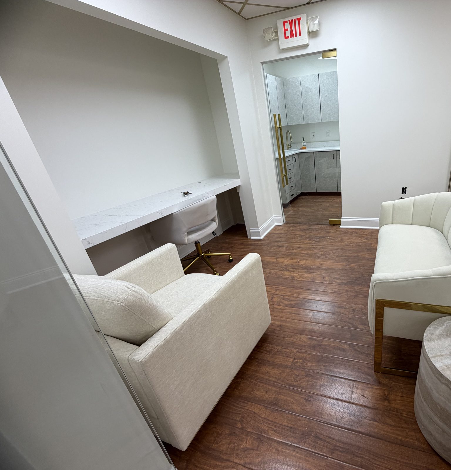 Consultation room with new countertop and paint in a Scarsdale NY dental practice